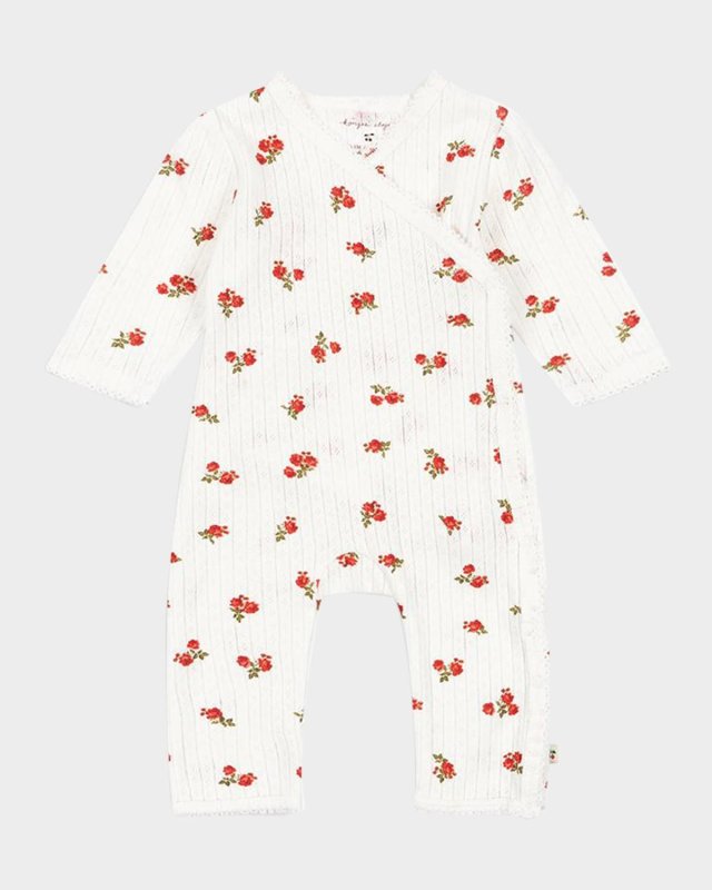 Girl's Minnie Rose Motif Coverall, Size Premie-6